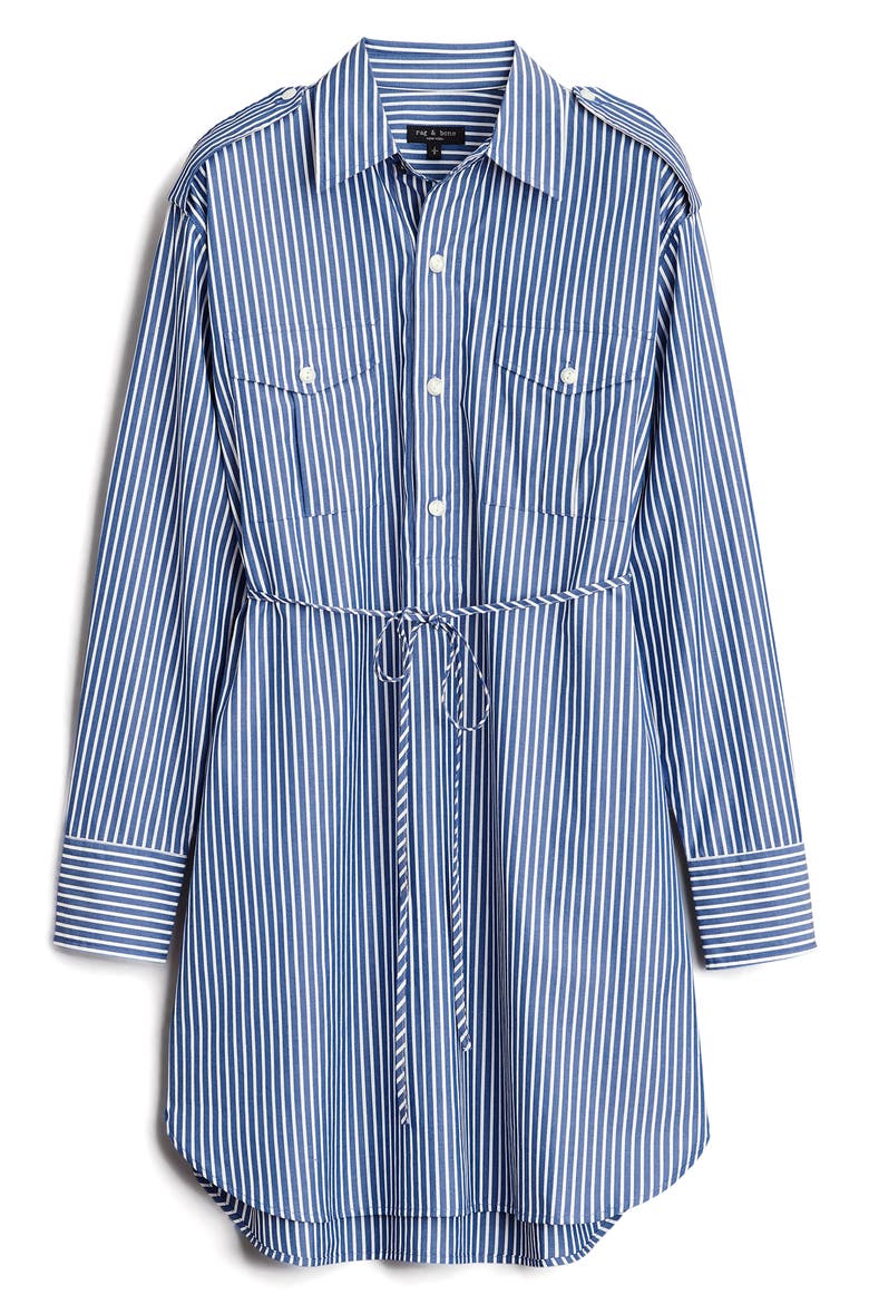 Nadine Stripe Long Sleeve Cotton Poplin Shirtdress, Alternate, color, BLUSTRIPE