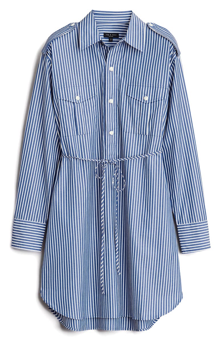 rag & bone Nadine Stripe Long Sleeve Cotton Poplin Shirtdress, Alternate, color, Blustripe