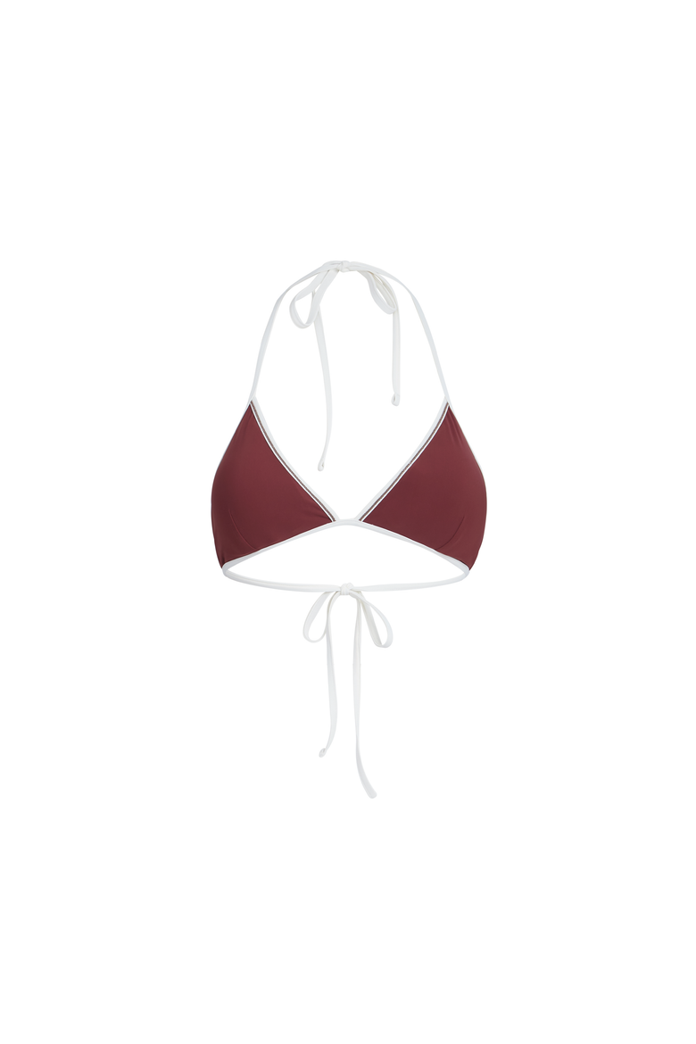 Bikini top with monili, Alternate, color, Bordeaux