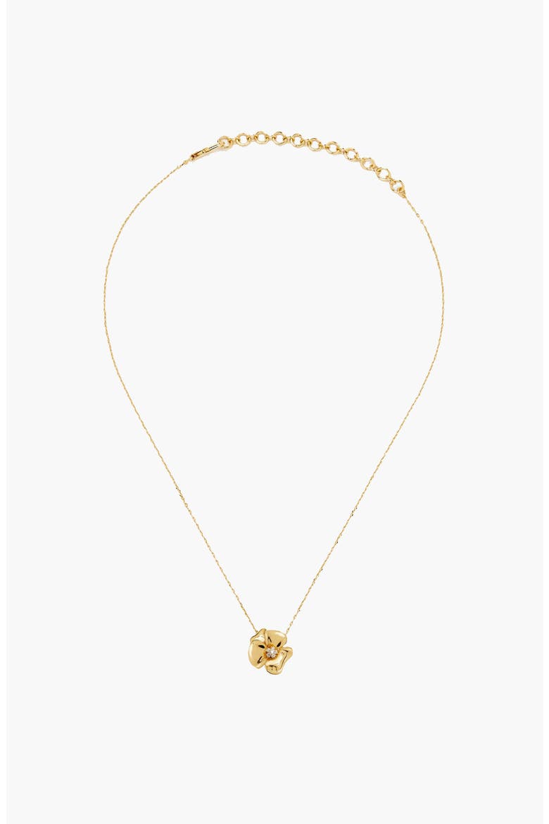 Lulu Flower Pendant Necklace in Gold and Crystals, Alternate, color, Gold