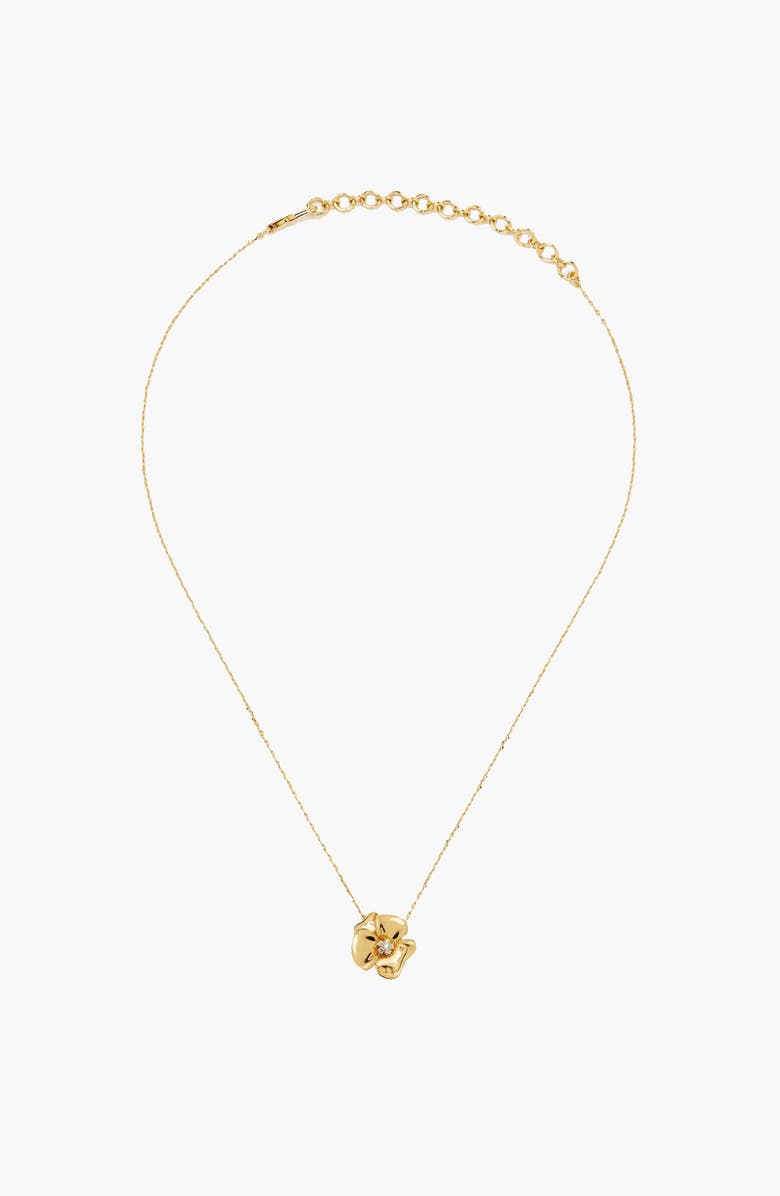 YOJ Lulu Flower Pendant Necklace in Gold and Crystals, Alternate, color, Gold