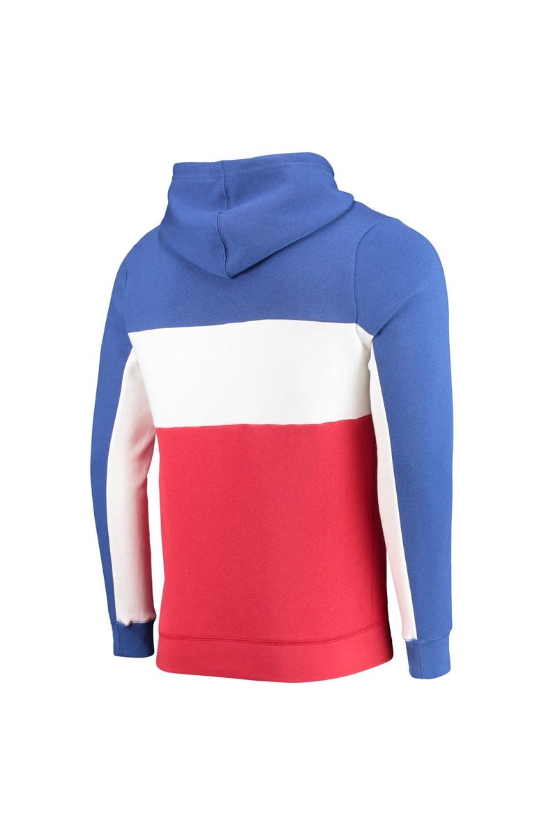 Junk Food Men's Junk Food Blue/White Philadelphia 76ers Wordmark Colorblock Fleece Pullover Hoodie, Alternate, color, Royal