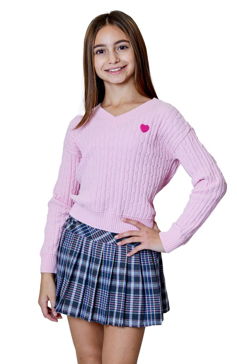 Design History Kids' Cable Knit Sweater, Main, color, Misty Mauve