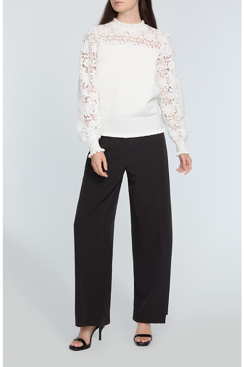The Felicity Floral Lace Detail Sweater, Alternate, color, SKY WHITE