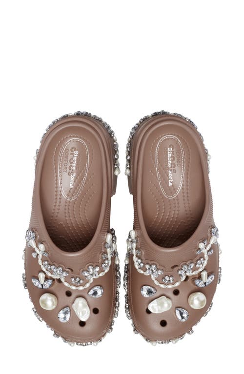 Crocs X Simone Rocha Siren Clog With Crystal & Faux Pearl Jibbitz™ In Latte