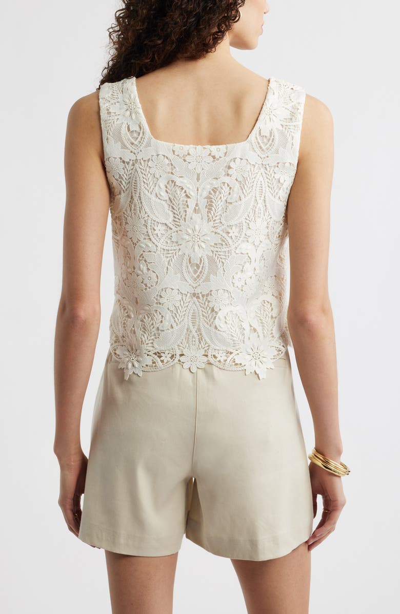 Nordstrom Floral Cutwork Lace Top, Alternate, color, White Coconut