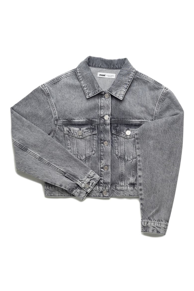 Harmony Crop Denim Jacket, Alternate, color, LIGHT SMOKE DENIM