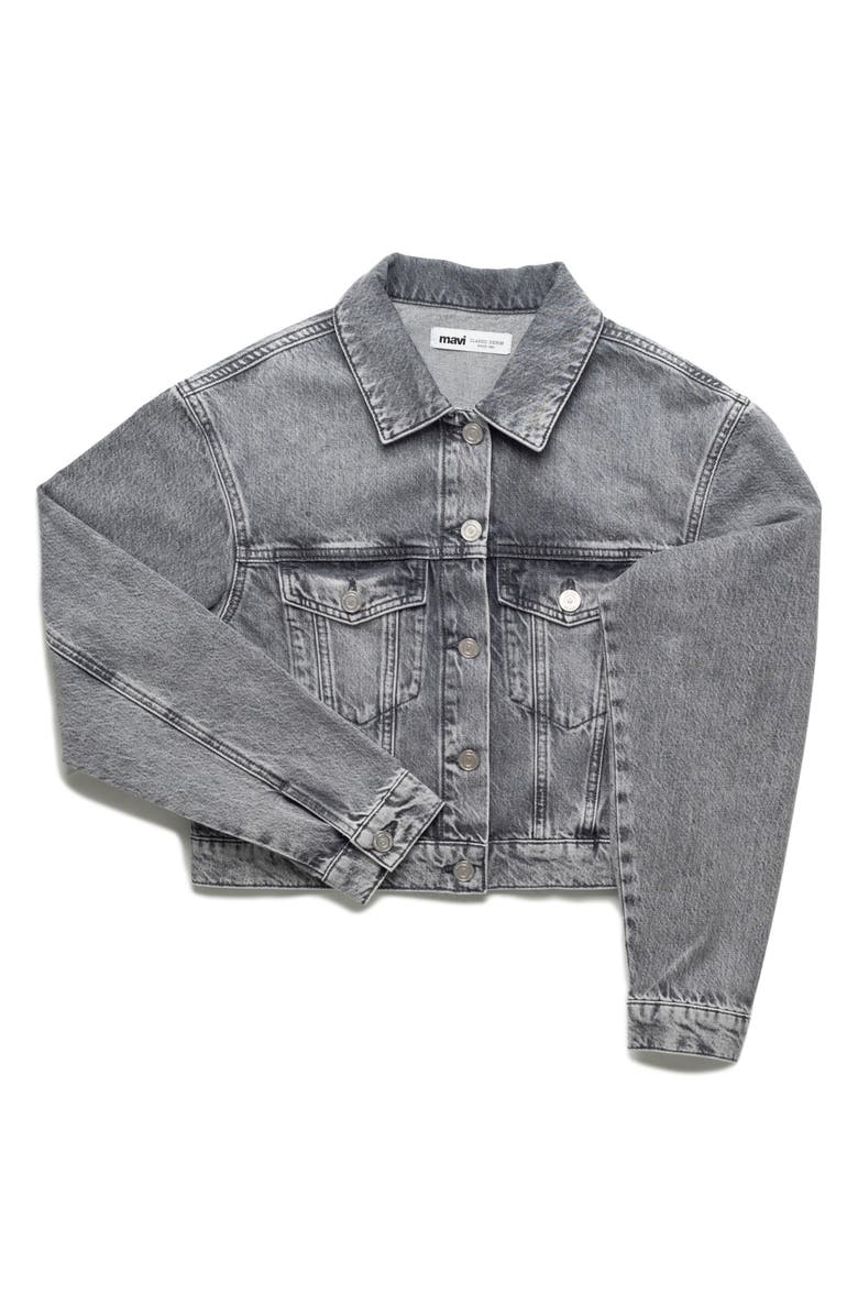 Mavi Jeans Harmony Crop Denim Jacket, Alternate, color, Light Smoke Denim