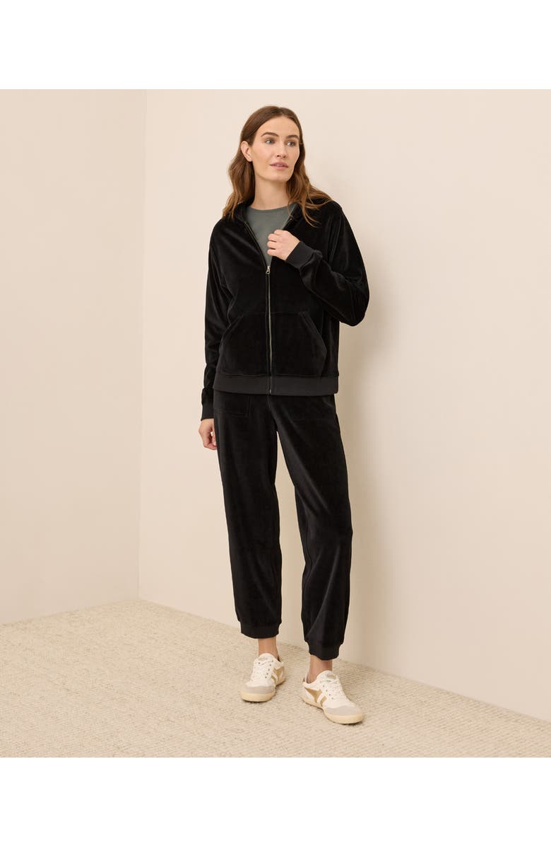 Pact Organic Cotton Pure Velour Zip Hoodie, Alternate, color, Black