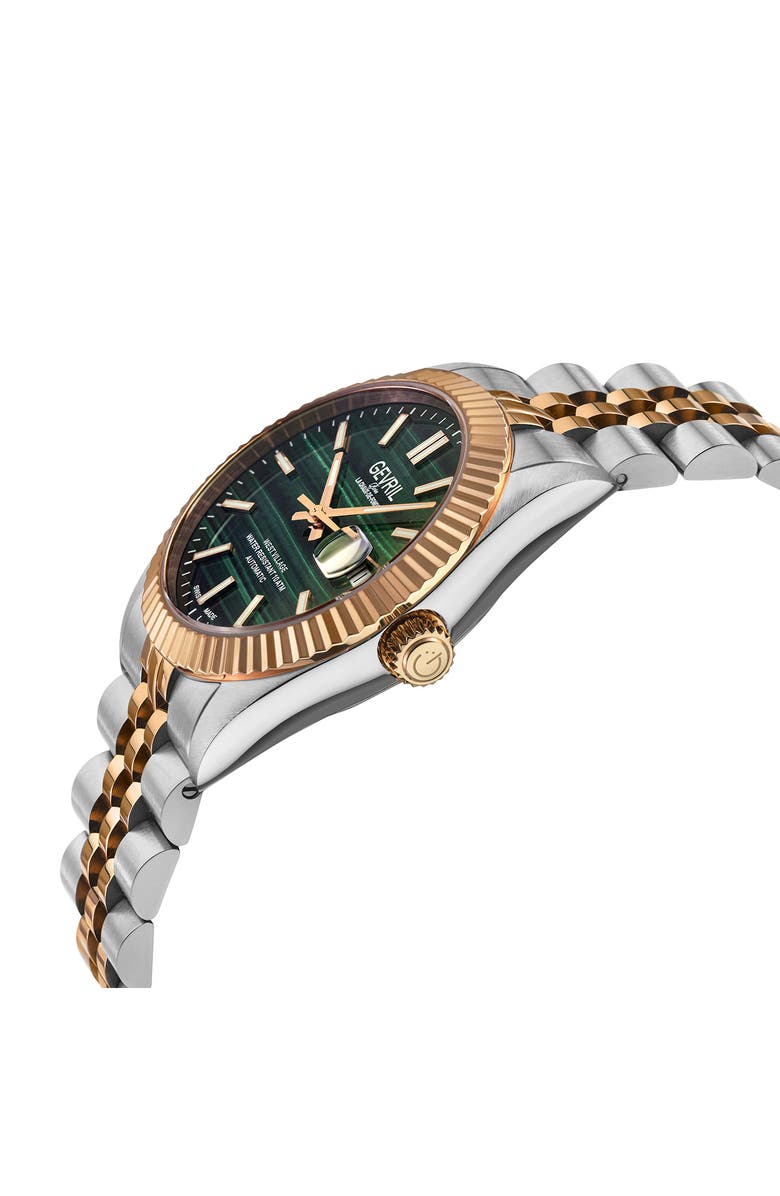 GEVRIL West Village Automatic Two-Tone Bracelet Watch, 40mm, Alternate, color, Silver/ Rose Gold