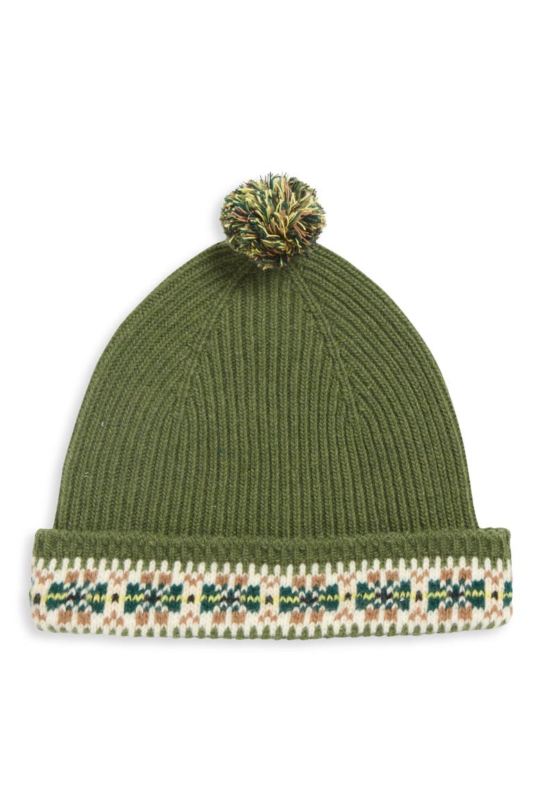 Moritz Virgin Wool Pompom Beanie, Main, color, GREEN MULTI
