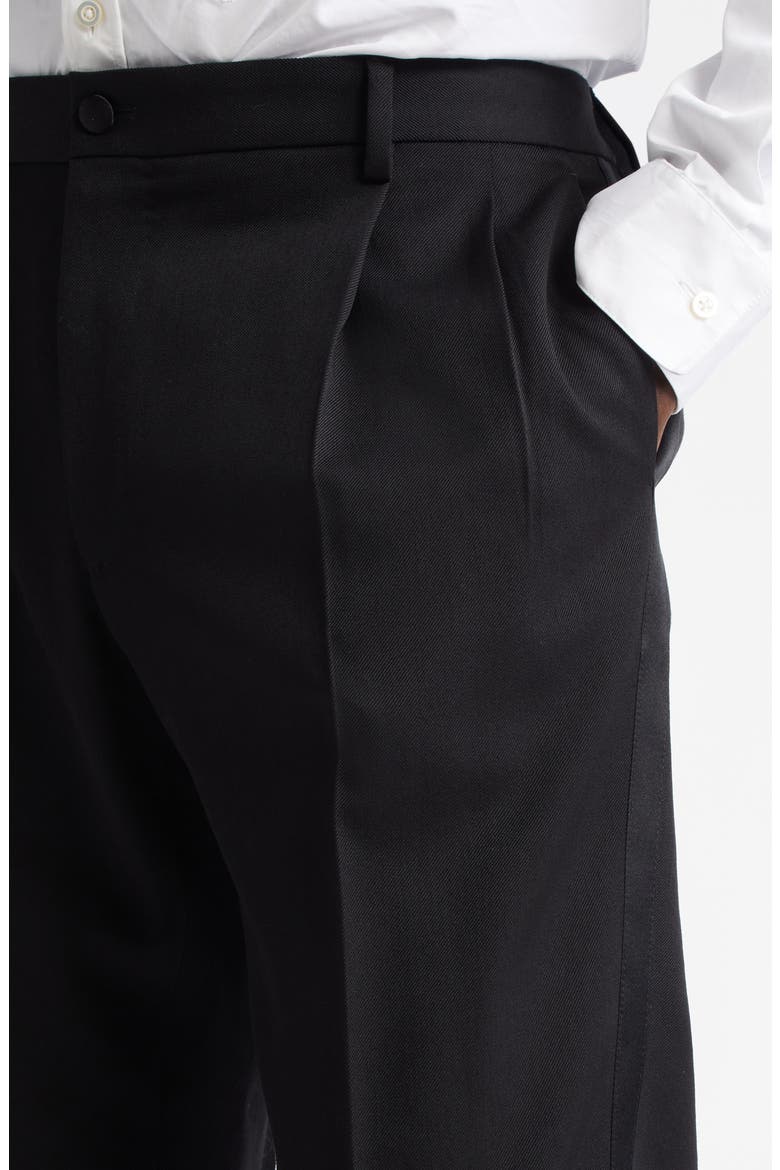 Classic Wool Blend Gabardine Tuxedo Pants, Alternate, color, N0000 NERO