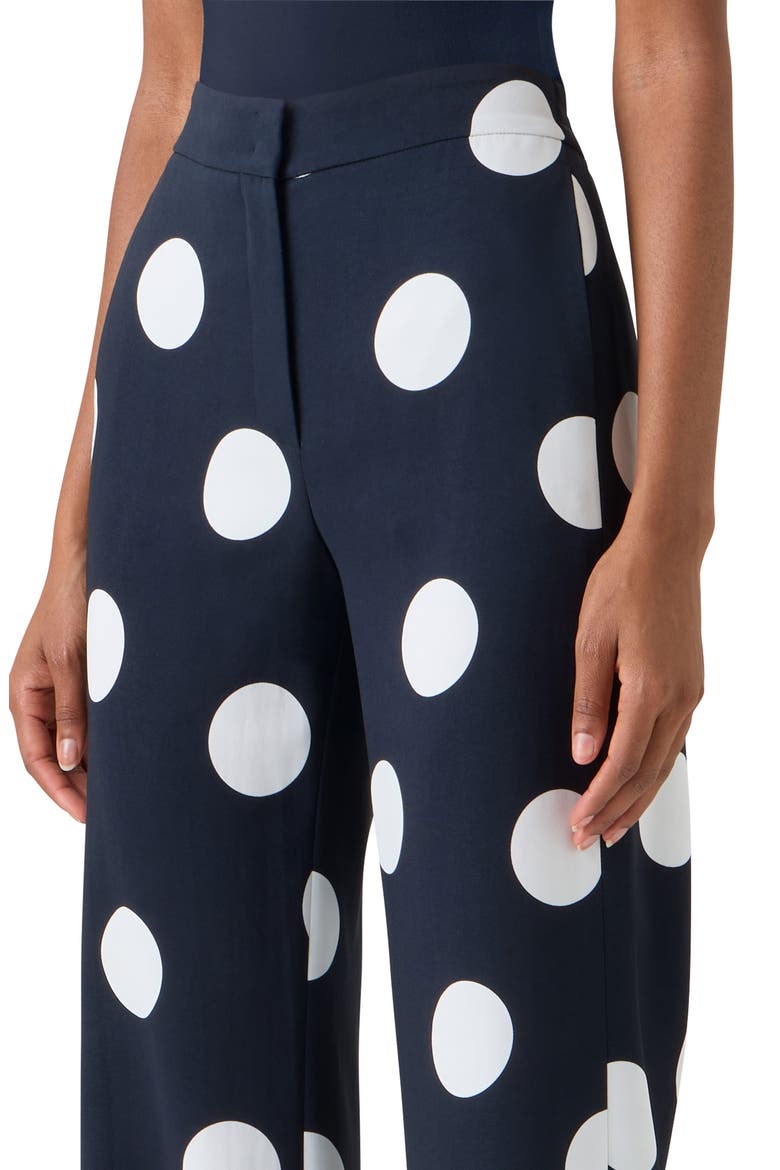 X-Large Polka Dot Stretch Crepe Wide Leg Pants, Alternate, color, BLACK-CREAM