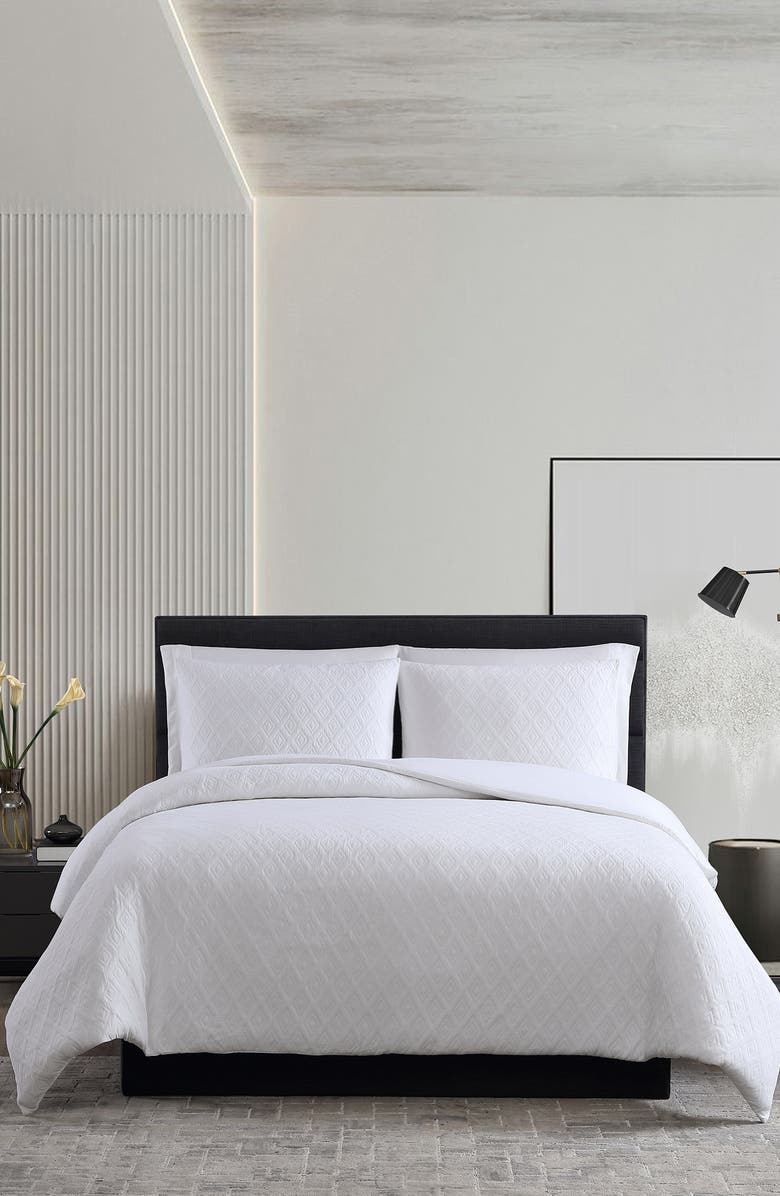 Vera Wang Double Diamond Jacquard Duvet Cover & Shams Set, Alternate, color, White