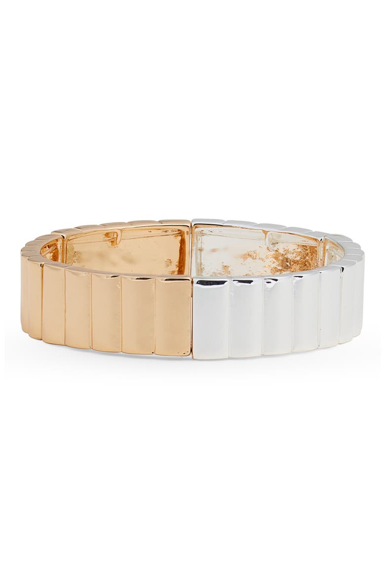 Wide Stretch Bracelet, Main, color, GOLD- SILVER