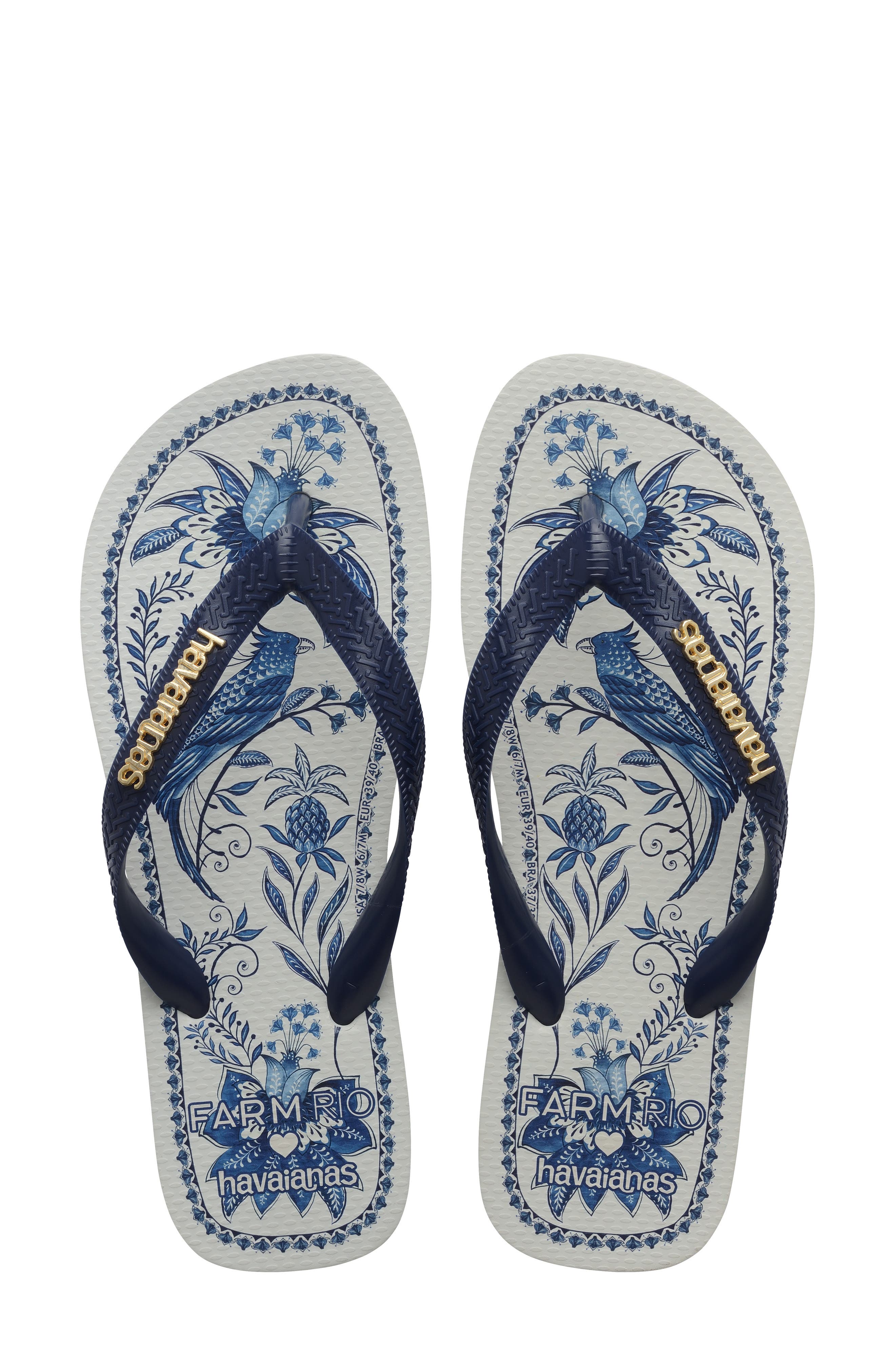 Havaianas x FARM Rio Nina Flip Flop, Alternate, color, Navy Blue