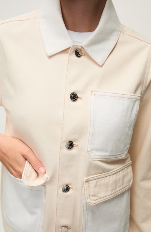 Veronica Beard Dahl Colorblock Crop Cotton Chore Jacket In Neutral Colorblock