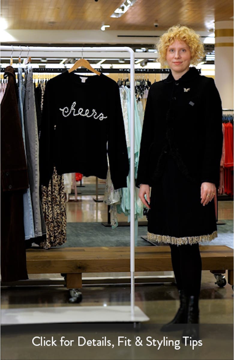 Gretchen Imitation Pearl Embellished Balloon Sleeve Sweatshirt, sales video thumbnail