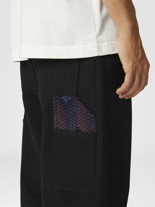 Missoni Denim Cargo Trousers With Chevron Knit Inserts In Multicoloured