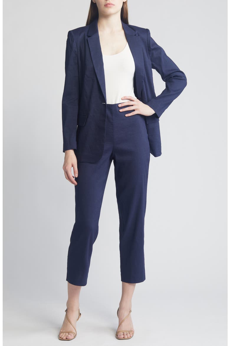 Bria Linen Blend Blazer, Alternate, color, NAVY
