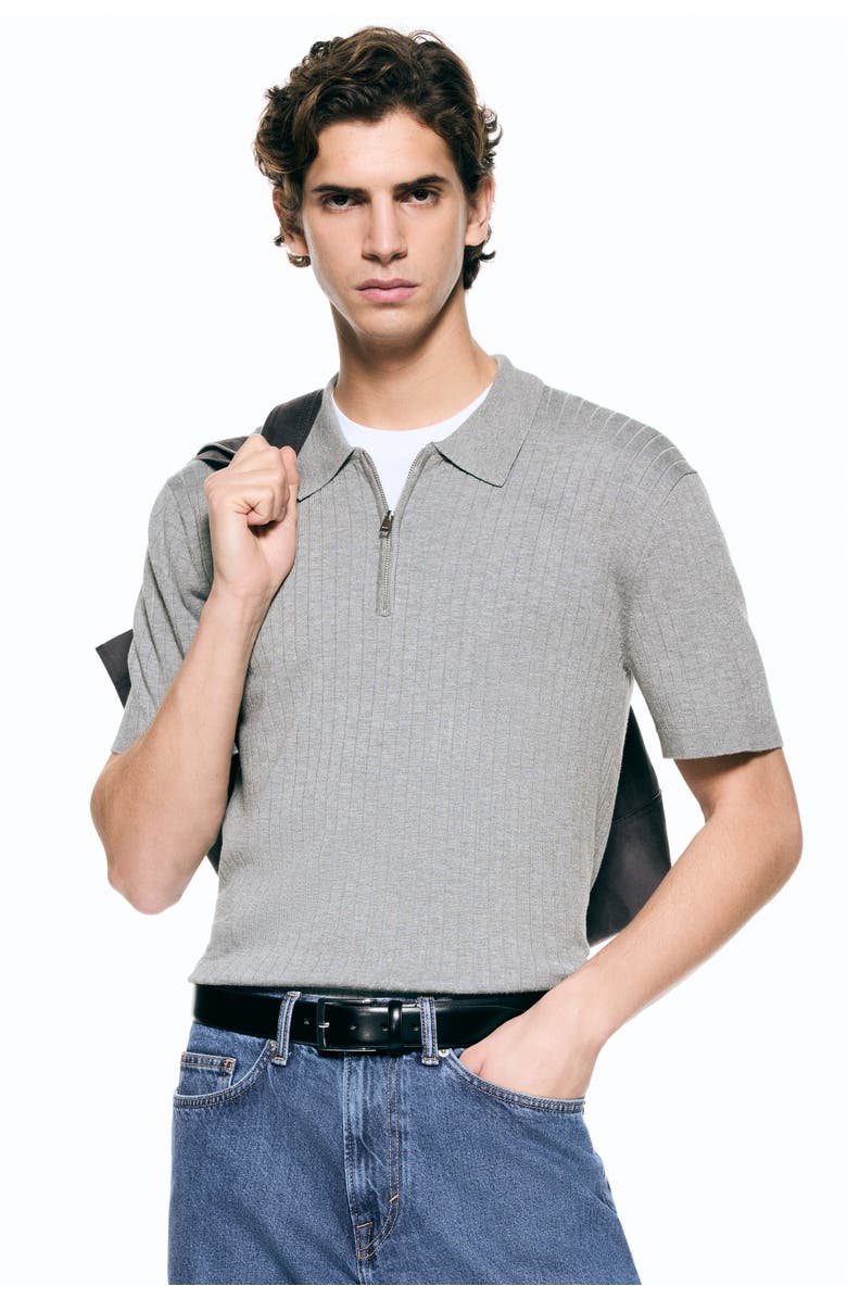 H&M Slim Fit Polo Shirt, Alternate, color, Gray