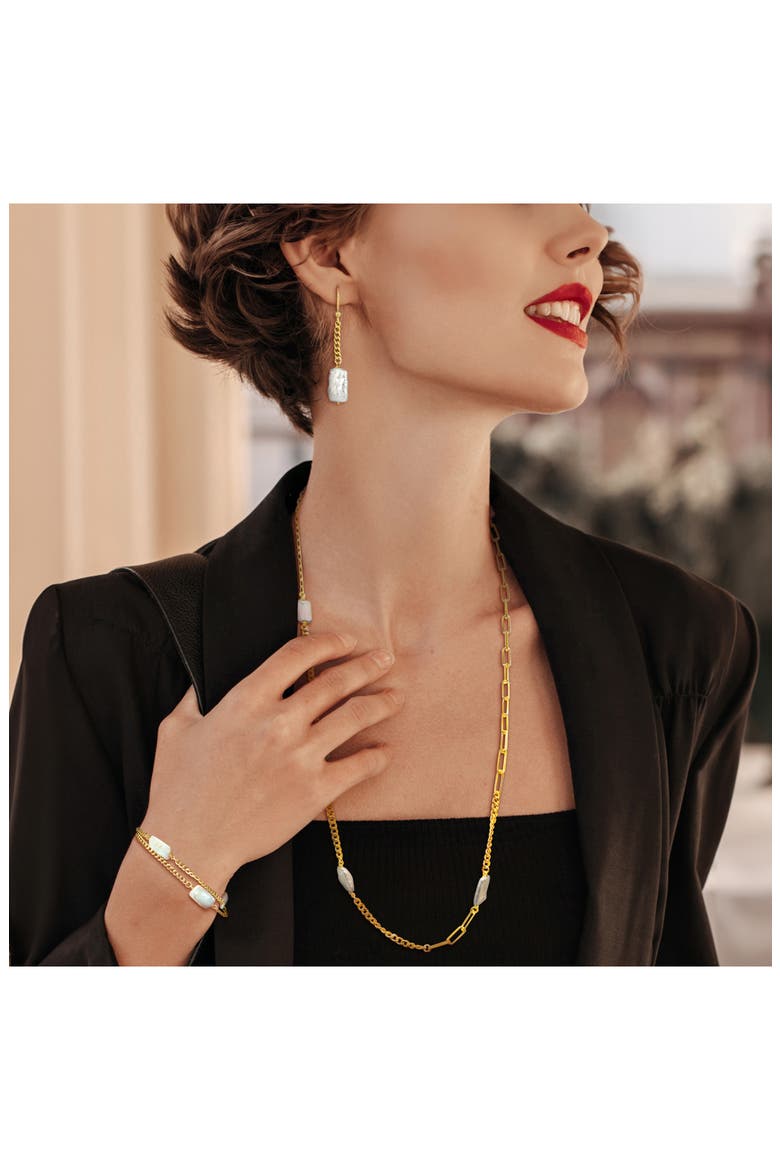 Cultured Pearl Earrings, Bracelet & Necklace Set, Alternate, color, WHITE