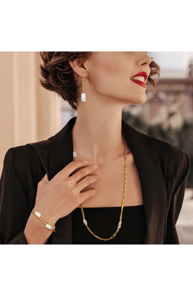 DELMAR Cultured Pearl Earrings, Bracelet & Necklace Set, Alternate, color, White