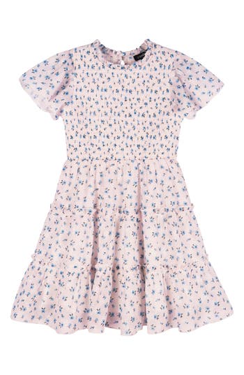Zunie Kids' Flutter Sleeve Smocked Dress In Pink