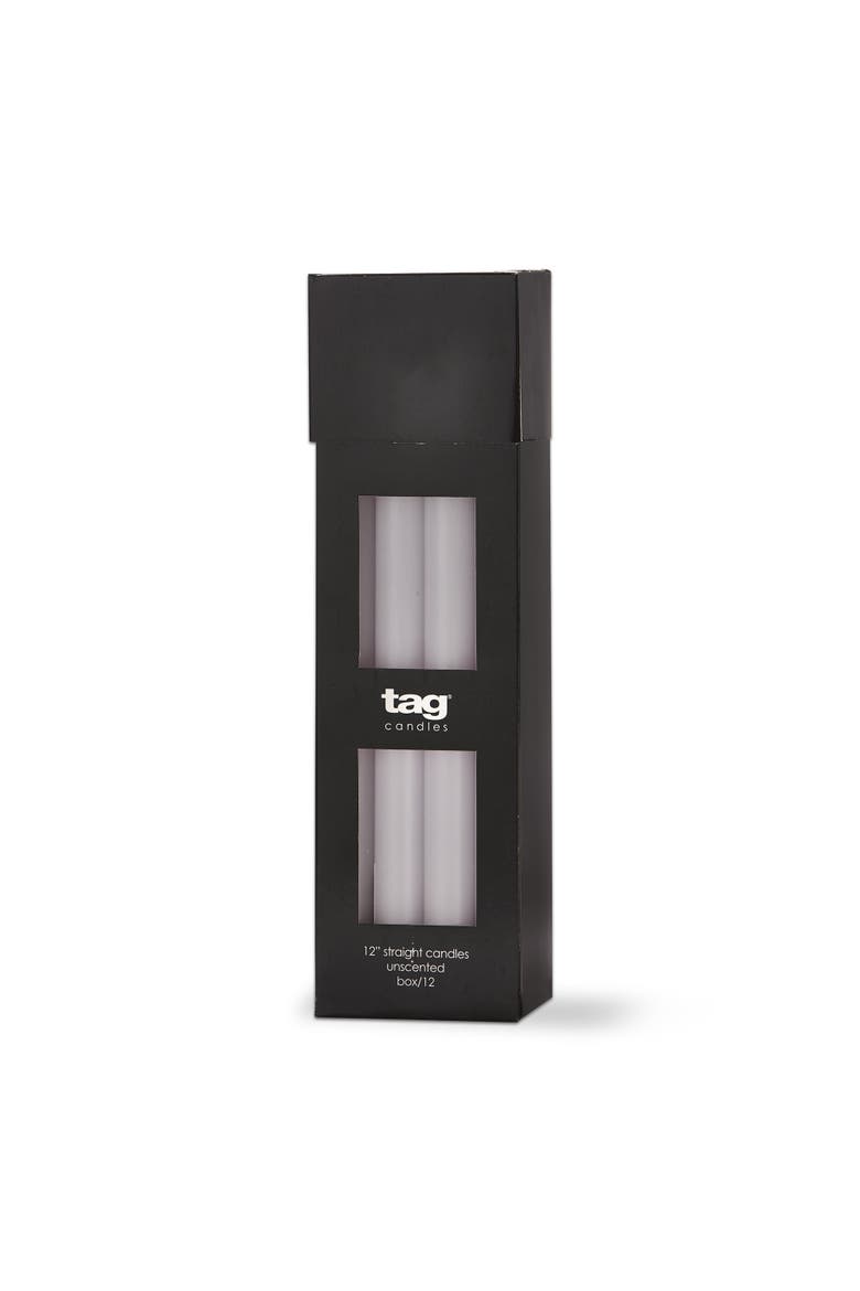 Color Studio Straight Taper Unscented Paraffin Wax Candle, Main, color, White