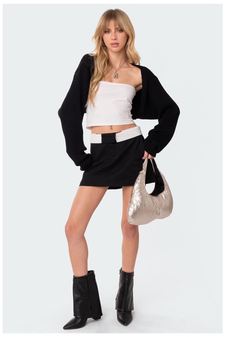 Anya Crop Shrug Sweater, Alternate, color, BLACK