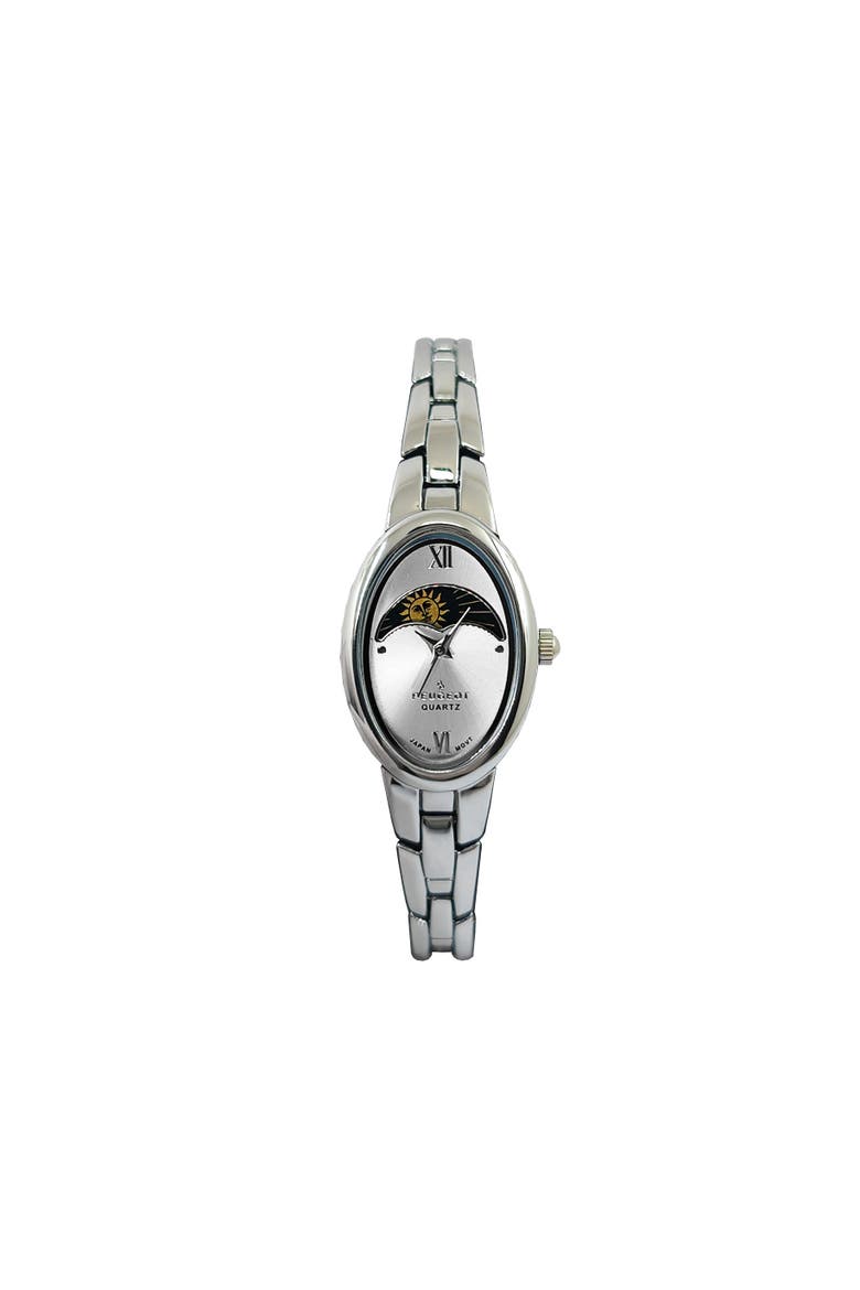 Sun Moon Oval Link Bracelet Watch- 30x25MM, Main, color, Silver