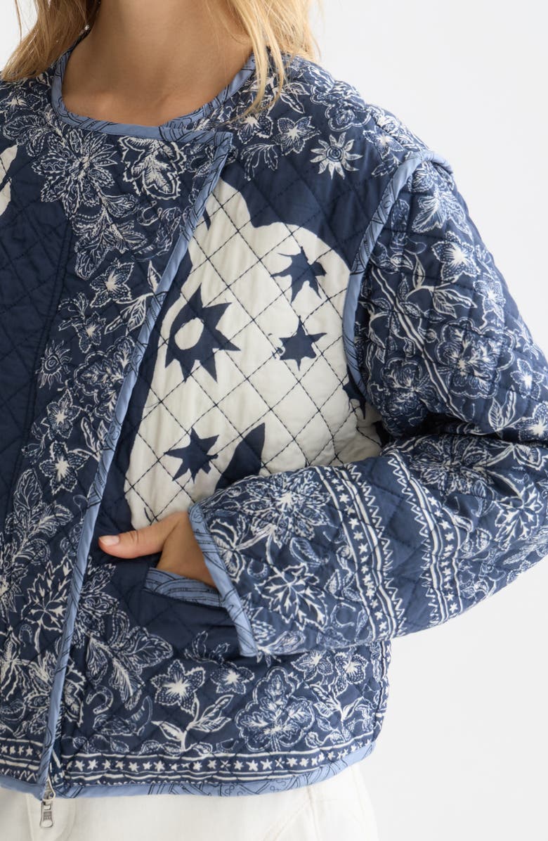 Scotch & Soda Reversible Quilted Jacket, Alternate, color, Horse Bandana Dress Blues