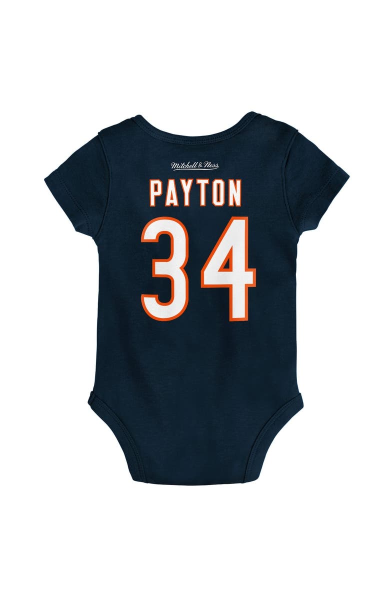 Mitchell & Ness Newborn & Infant Mitchell & Ness Walter Payton Navy Chicago Bears Retro Name & Number Bodysuit, Alternate, color,