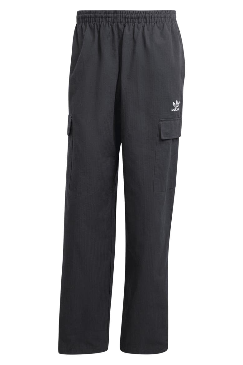 Trefoil Essentials Cotton Ripstop Cargo Pants, Alternate, color, BLACK/ WHITE