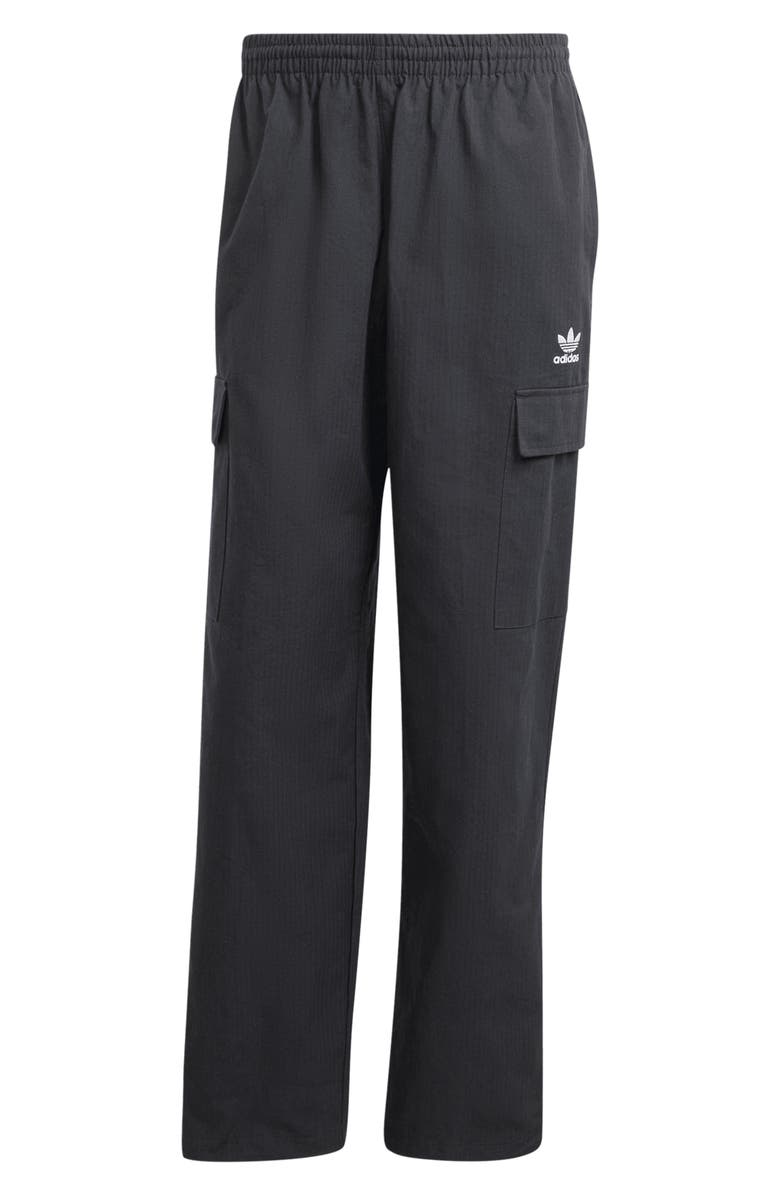 adidas Trefoil Essentials Cotton Ripstop Cargo Pants, Alternate, color, Black/ White