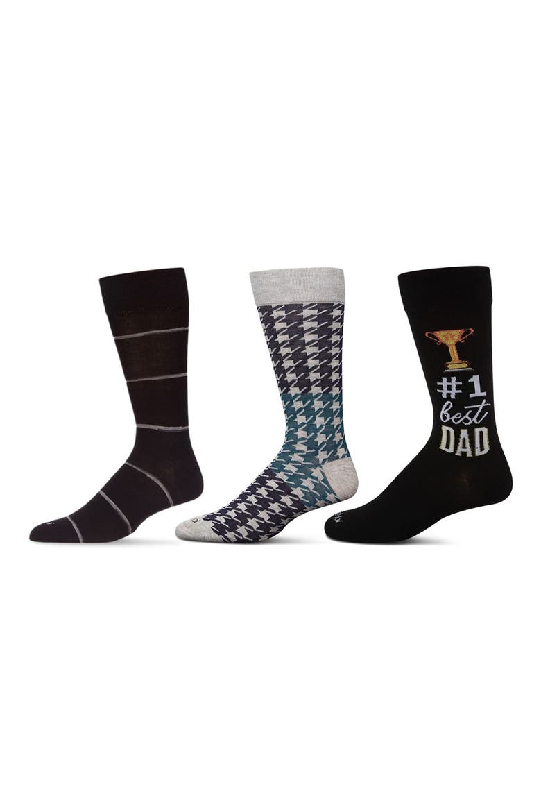 Best Dad Assorted 3-Pack Dress Socks, Main, color, GRAY-BLACK