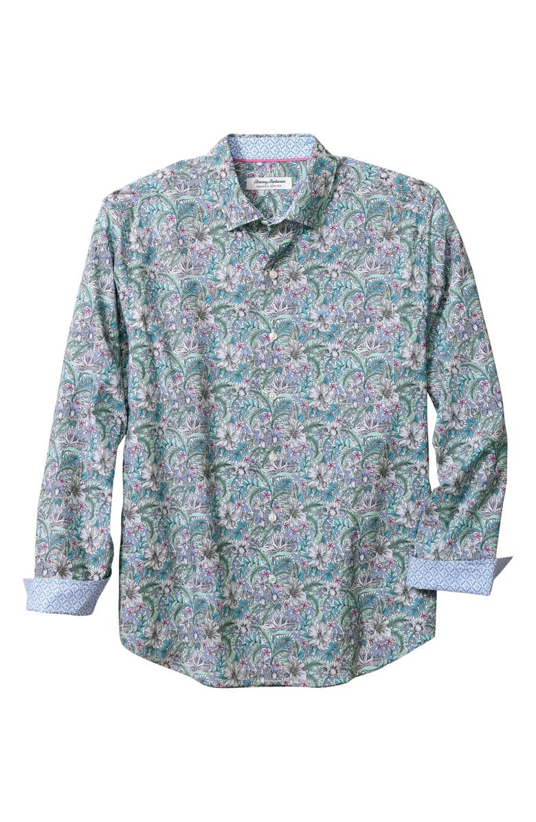 Tommy Bahama Sarasota Stretch Azul Gardens IslandZone<sup>®</sup> Button-Up Shirt, Alternate, color, Hawaian Ocean