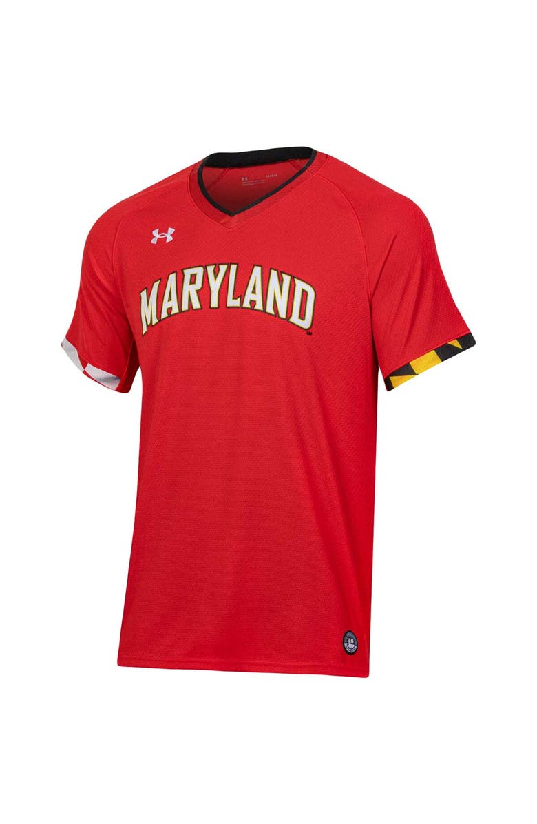 Under Armour Men's Under Armour Red Maryland Terrapins Softball V-Neck Jersey, Alternate, color, Red