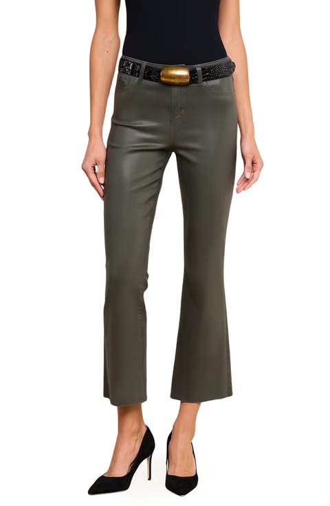 Kendra Coated High Waist Crop Flare Jeans