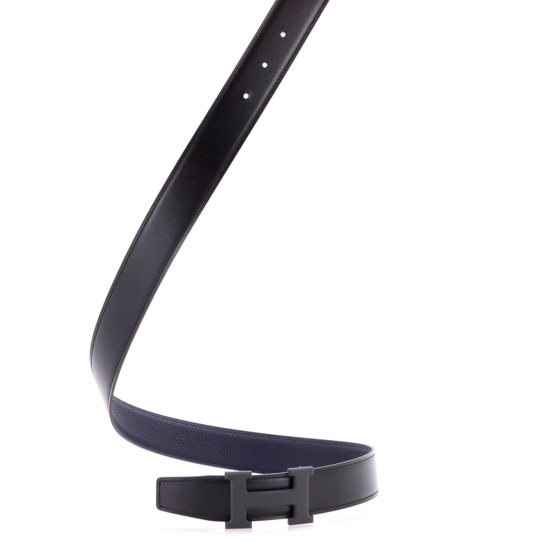 Pre-Owned Hermes Constance Reversible Belt Leather with So Black Matte Hardware Wide, Alternate, color, Black