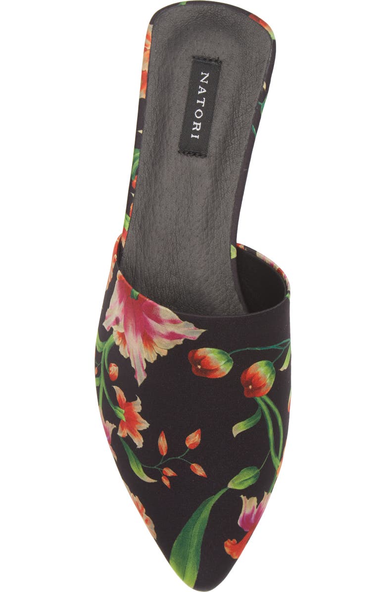 Natori Adore Floral Mule, Alternate, color, Black