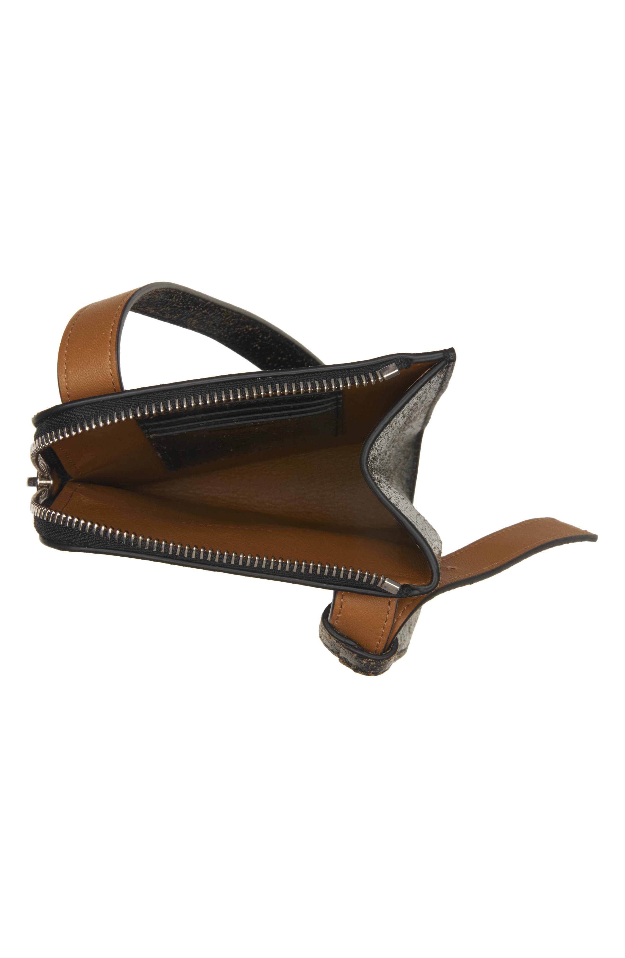 McQueen T-Bar Sling Crackle Leather Phone Holder, Alternate, color, 