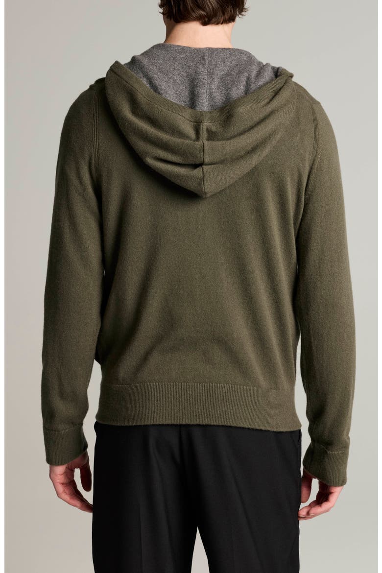 Cashmere Zip Hoodie Sweater, Alternate, color, BARRON GREEN/HEATHER GREY