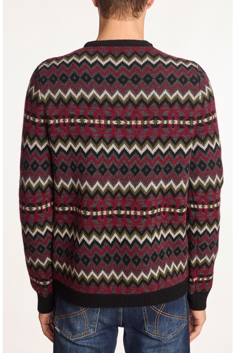 Chevron Crewneck Sweater, Alternate, color, BLACK CHERRIES