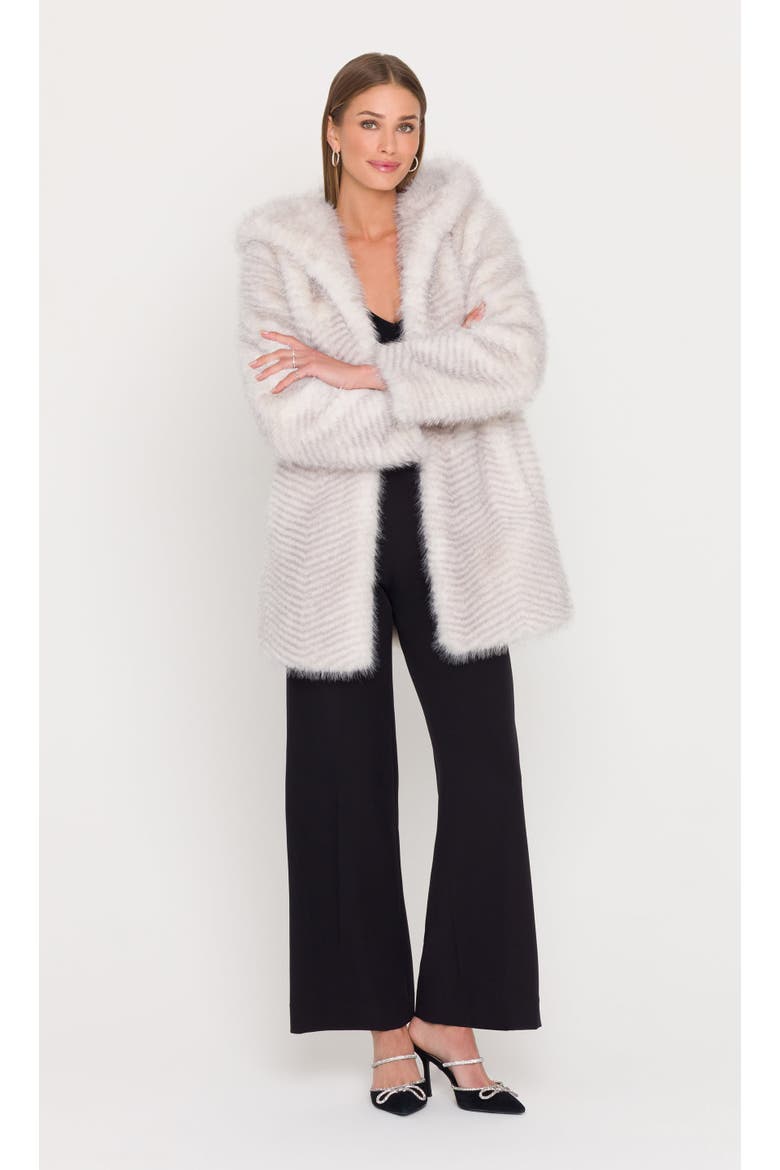 Eden Faux Fur Coat, Alternate, color, Cream W/ Grey Tip