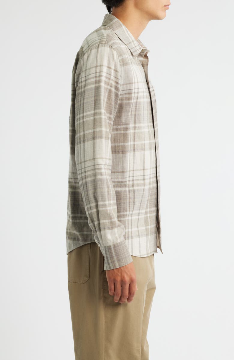 Vince Chilton Plaid Cotton Button-Up Shirt, Alternate, color, Heather Mouse Combo