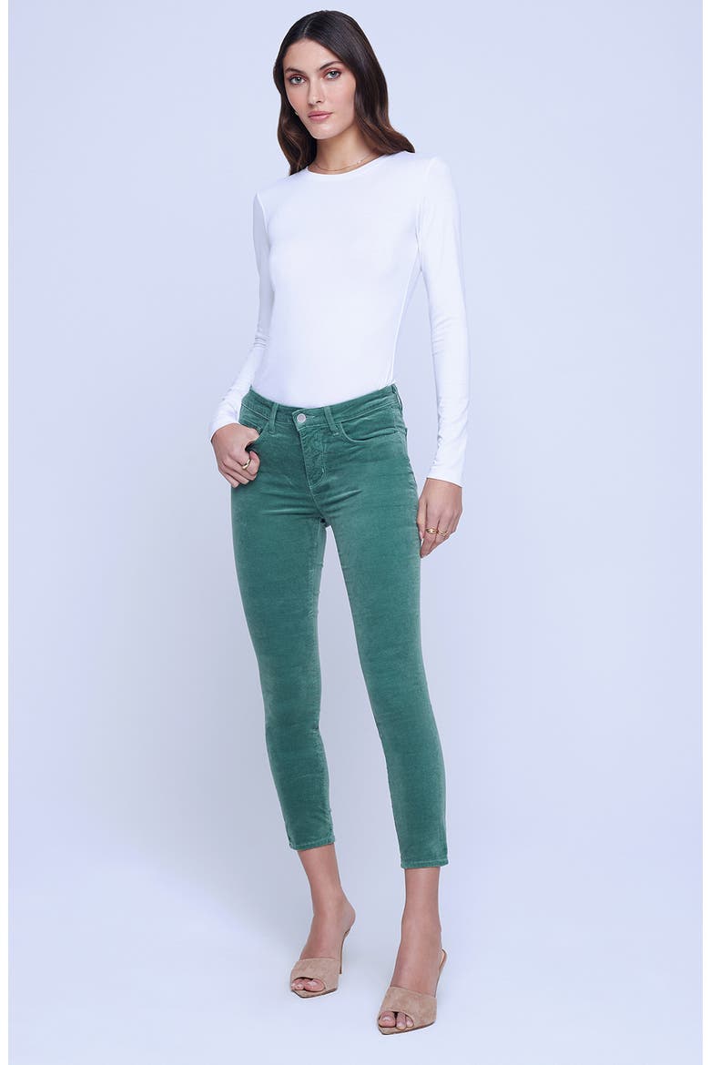 Margot Velvet Crop Skinny Jeans, Alternate, color, FROSTY SPRUCE