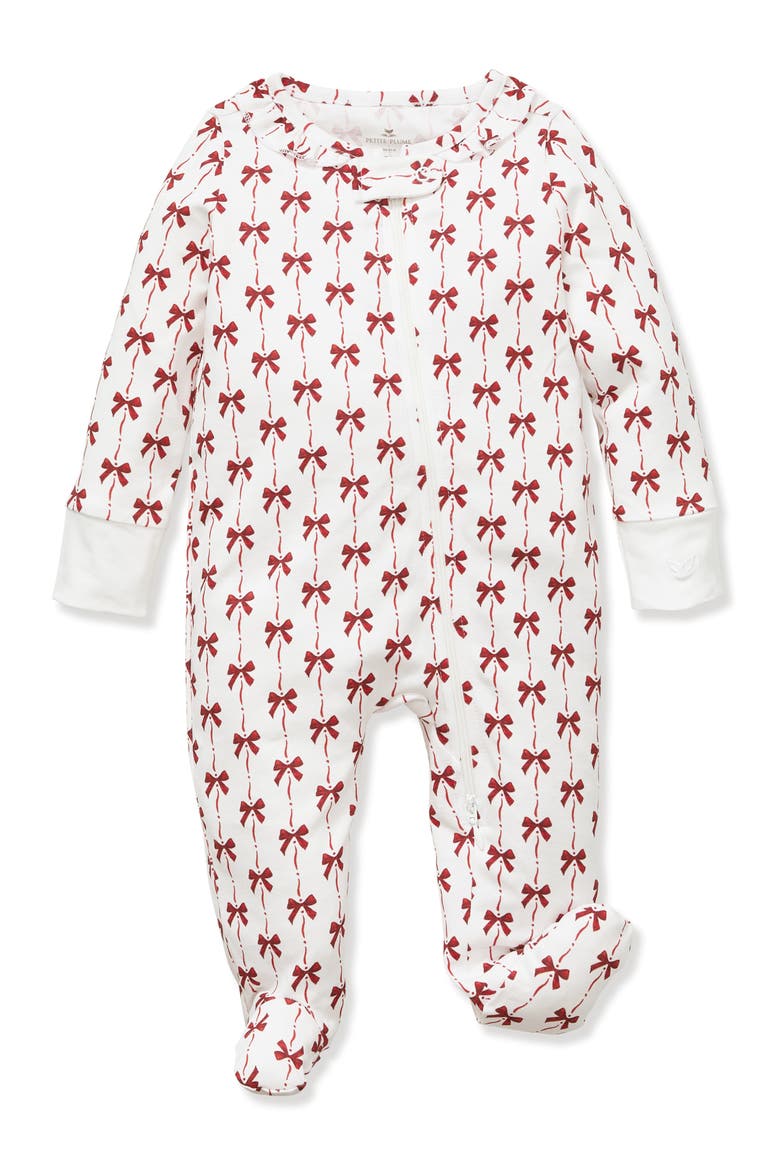 Blissful Bows Fitted One-Piece Pima Cotton Pajamas, Main, color, RED