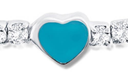 Simona Enamel Heart Cubic Zirconia Tennis Anklet In Metallic