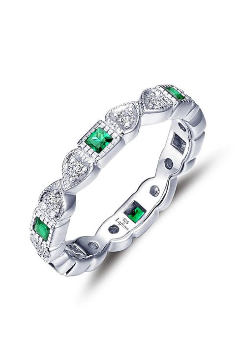 Simulated Diamond & Birthstone Band Ring